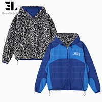Veste bomber réversible en fausse fourrure léopard LARSUR, fabriquée sur mesure, style tactique, utilitaire, courte, style pilote, patchwork, nylon, satin