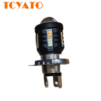 Phare LED pour moto TCYATO, lentille de phare H4, œil d'ange noir, lumière double jaune et blanche haute puissance