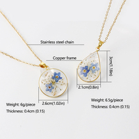 Transparent époxy Boho Style résine fleur pendentif collier vraies fleurs pressées ne m'oublie pas collier pour les cadeaux de fête des mères