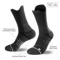 Chaussettes de sport athlétiques personnalisées avec logo, vente en gros, évacuation de l'humidité, compression, soutien de la voûte plantaire, chaussettes de sport mi-mollet pour la gym et la course à pied