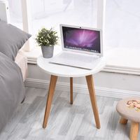 Table basse en bois avec fil de fer, meuble de salon à 2 niveaux, Table basse moderne ronde en bois noir
