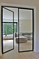 Portes doubles en fer de style français moderne, fenêtres en acier populaires, portes françaises, acier laminé à chaud, nouvelle grille en fer avec verre