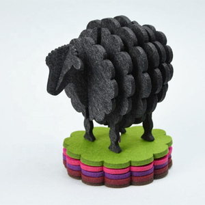 Felt Sheep <b>Coasters</b> 3 mm Thick Eco-Friendly Lightweight <b>Heat</b> Insulated Table Decoration Set - Product Image 2
