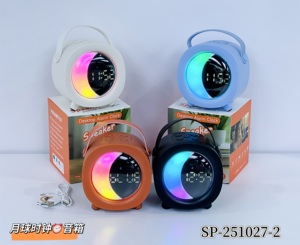 New RGB Mặt Trăng Đồng Hồ <span class=keywords><strong>Bluetooth</strong></span> Loa 5W Không Dây Đồng Hồ Báo Thức Loa Với 1200MAh Pin, TWS, FM, TF, Type-C, Hands-Free Cuộc Gọi - Product Image 3