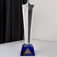 Personnalisable Star Crystal Glass Awards avec base bleue