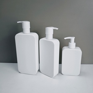 Cosmetic Packaging White PE Plastic Emulsion <b>Pump</b> <b>Bottle</b> 250ml 350ml 500ml Custom Design square Plastic Shampoo <b>Pump</b> <b>Bottle</b> - Product Image 4
