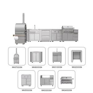 Armoire de cuisine extérieure en acier inoxydable 304 <span class=keywords><strong>antirouille</strong></span> de style européen avec évier îlot de cuisine extérieur modulaire durable et robuste - Product Image 4