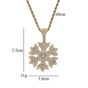 CN223 In Ottone Impostazione CZ <span class=keywords><strong>fiocco</strong></span> <span class=keywords><strong>di</strong></span> <span class=keywords><strong>neve</strong></span> Del Pendente Iced Out Zircone Cubico Della Collana <span class=keywords><strong>di</strong></span> Hip Hop Dei Monili del regalo <span class=keywords><strong>di</strong></span> bling bling - Product Image 3
