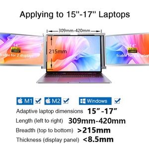 Usine OEM/ODM Triple moniteur écran d'ordinateur portable Extender double 14 pouces 1080P moniteurs LCD Portable <span class=keywords><strong>Tri</strong></span> écran pour ordinateur portable - Product Image 2