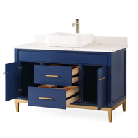 Meuble-lavabo de salle de bain Guanda moderne blanc avec cadre doré, 48 pouces, avec lavabo, certifié CUPC, écologique