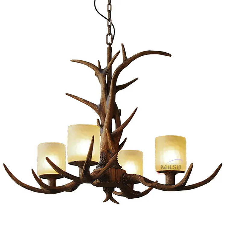 China antique ceiling lighting fixtures ceramic antler chandelier lamp