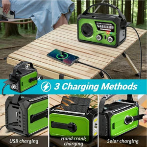 Radio d'urgence solaire/à manivelle Alecter APH-SR18 Outdoor Energy Nexus multi-charge avec prévisions météo NOAA, batterie externe, boussole et triple lampe - Product Image 3