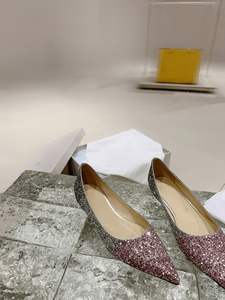 Jimmy Shiny Gradient Glitter <b>Flats</b> Pointed Toe Slip On Ballerina Shoes for Casual Outings and Evening Parties Chooing - Product Image 1