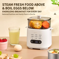 Mini Cuiseur à Œufs Électrique et Cuiseur Vapeur Alimentaire avec Minuteur et Réservation, Bol en Acier Inoxydable, Support à Œufs, Appareil de Cuisson pour le Petit-Déjeuner à Domicile