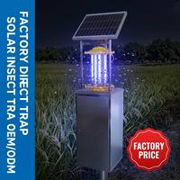 Piège à insectes solaire avec tube fluorescent UV, cage de protection, support double poteau, armoire argentée, usage agricole