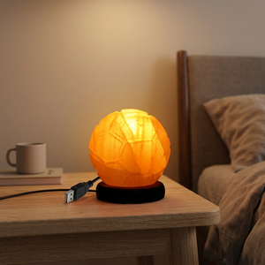 Lampe de sel rose de l'Himalaya sculptée de qualité supérieure, mini USB, en bois, Feng Shui, écologique, artisanale, prix de gros - Product Image 1