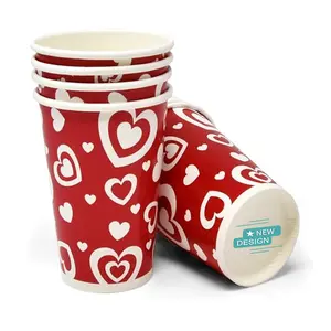 Guaranteed Quality Hearts Design Paper Cup and Bathroom Mouthwash Cups for Water Tea Juice