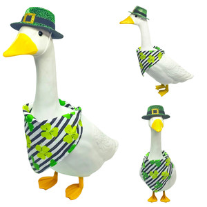 Irish Courthouse Decoration St. Patrick's Day Duck Costume Striped Clover Floral Triangle Hat Pet <b>Clothes</b> - Product Image 4