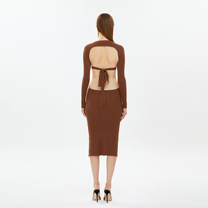 <span class=keywords><strong>Vestido</strong></span> <span class=keywords><strong>Midi</strong></span> de Cachemira con Hombros Ligeramente Acolchados 2026, Tejido de Chifón y Punto Acanalado, Cintura Imperio Elástica, <span class=keywords><strong>Vestido</strong></span> Personalizado para Mujer - Product Image 6