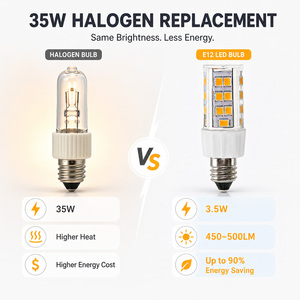 หลอดไฟข้าวโพด E12 5W 400-450LM AC 120V ชิป Sanan PC เซรามิก 120lm/W CE RoHS 15000H รับประกัน 2 ปี โคมไฟระย้าแบบเทียน - Product Image 6