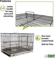 Cage à oiseaux A&E Cage Co 503 Flight Cage - 24x16x16 pouces, en métal thermolaqué, avec plateau coulissant, perchoir en bois et deux mangeoires, facile à transporter