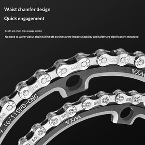 Chaîne de vélo de montagne/route VXM 7/8/9/10/11/12 vitesses, électroplaquée, <span class=keywords><strong>antirouille</strong></span>, argent brillant, dérailleur fabriqué en Chine - Product Image 4