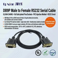 Kabel Serial RS232 DB9P Kustom dengan Panjang Sesuai Pesanan, Male ke Female, Pin Berlapis Emas Penuh untuk Peralatan Kontrol Industri
