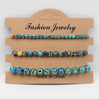 3 Pcs Set Gelang Batu Permata 4/6/8mm Terlaris, Gelang Batu Alam Manik-Manik untuk Penyembuhan Kecemasan