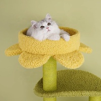 Vente en gros de carton Arbre à chat et grattoir avec pétale de feuilles florales Design de forêt pour gratter et jouer