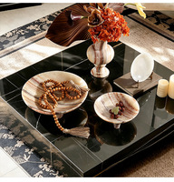 STONEKOCC Plateau à fruits en marbre onyx naturel avec logo personnalisé, 3 pieds, plateau de rangement artistique design, décoration d'intérieur, cadeau