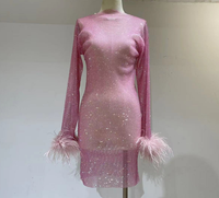 Robe de soirée transparente en résille à paillettes pour femmes, Mini robe moulante de luxe en strass, cristal et diamant, 2022