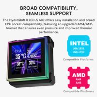 Enfriador Líquido para CPU ALIBABA LIAN LI Hydroshift II C 360TL RGB, 360 mm AIO, Pantalla LCD IPS de 2.1 Pulgadas, Alibaba (HS2LCD36TB)