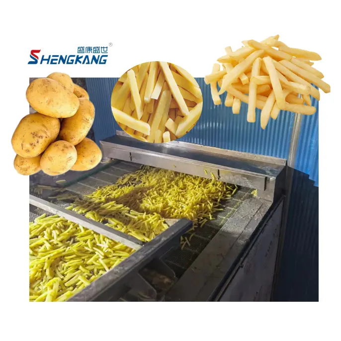 Otomatik endüstriyel patates cips cips kızartma makinesi yarım kızarmış patates dondurulmuş fransız kızartma üretim hattı CE ile