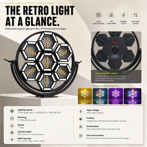Luz de Discoteca DJ de 500W con Sonido Activo, 7x60W LED Cálidos y Estroboscópico RGB, Lámpara con Efecto <span class=keywords><strong>DMX</strong></span> para Bares y Celebraciones de Cumpleaños - Product Image 6