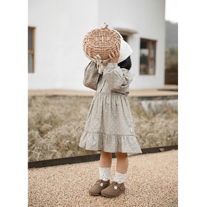 Primavera <span class=keywords><strong>autunno</strong></span> 100% cotone carino bambini vestono abiti morbidi per bambini stile inglese abbigliamento per bambini vestito - Product Image 4