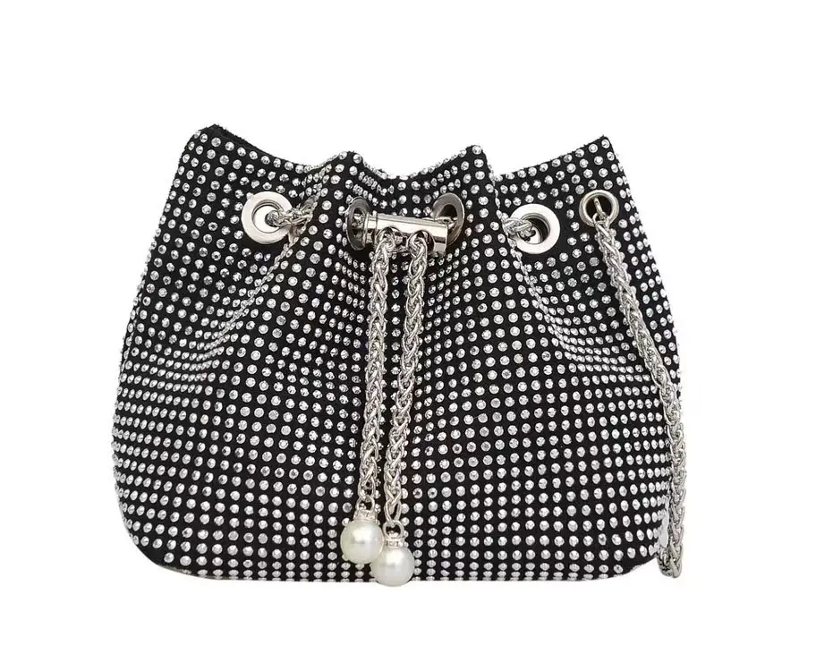 2024 asa de moda boda señoras diamante cubo bolso de mano cadena Rhinestone mujeres fiesta noche monedero