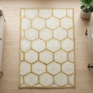 Tapis en jute tressé fait main à motif treillis, antibactérien, contemporain, à poils moyens, vente en gros, pour salon, chambre, décoration intérieure - Product Image 2