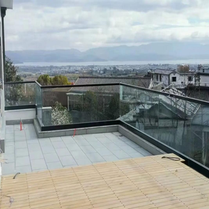 Lan can kính tối giản hiện đại chải tay vịn Niken và kính cường lực không khung cho gia đình và văn phòng - Product Image 2