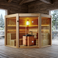 Ruang Sauna Uap Basah dan Kering Kayu Solid Mewah Finlandia untuk 4 - 6 Orang dengan Pemanas Kompor Sauna Tradisional Dalam Ruangan