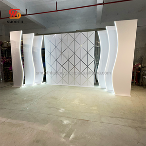 Tùy chỉnh màu trắng LED PVC nền sân khấu hiện đại mịn Acrylic làn sóng lớn Backdrop cho trang trí đám cưới 3D hiệu ứng ánh sáng - Product Image 5