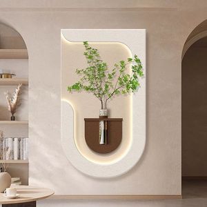 Peinture murale en <span class=keywords><strong>grès</strong></span> tridimensionnelle, plante verte hydroponique, crème de vent pour la maison, pour le salon, l'entrée, art mural - Product Image 3