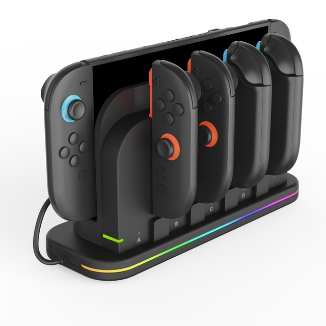 New Cooling & Charging Dock for Nintendo Switch/Switch OLED/Switch 2 with RGB Lights, 8 Charging Slots & USB 2.0 Expansion Port