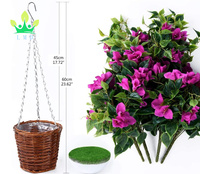 Panier suspendu avec des fleurs artificielles en soie, fausses plantes de lierre, décoration de jardin, pelouse, Patio
