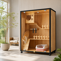 Vente en gros de villa pour chat moderne de luxe en bois massif, maisonnette d'intérieur pour animaux, cage, structure d'escalade, respirante, imperméable, chaude, plusieurs tailles