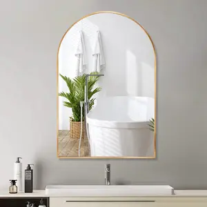 OJC 현대 목욕탕 거울 매트 금 산업 아치형 금속 벽 거울