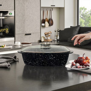 หม้อโลหะฝาแก้วเตาแม่เหล็กไฟฟ้าแบบมีหลายชั้นฝาปิดหม้อทำจากอะลูมิเนียมหล่อหล่อขึ้นรูปแบบทันสมัย - Product Image 4