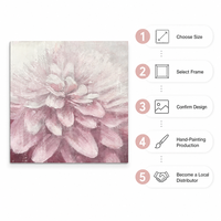 Peintures et arts muraux en gros, grand format, faits à la main, sur toile carrée, motif floral pivoine, rose texturé, encadrés et prêts à accrocher, pour chambre à coucher