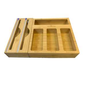 Bamboo Ziplock Bag Storage Organizer,Food Storage Bag Holder Organizer And Dispenser For Kitchen Drawer