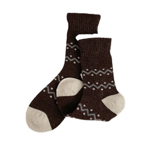 Calcetines holgados de lana para mujer, con lunares cremosos, hasta la pantorrilla, cálidos para otoño e invierno, con bloques de color y patrón Fair Isle, térmicos y absorbentes del sudor. - Product Image 3