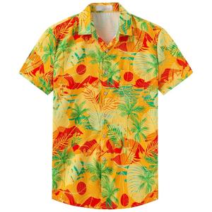 Imprimé à manches courtes boutonné hommes chemises décontracté élégant chemise hommes hawaïen bouton à manches courtes plage été - Product Image 1